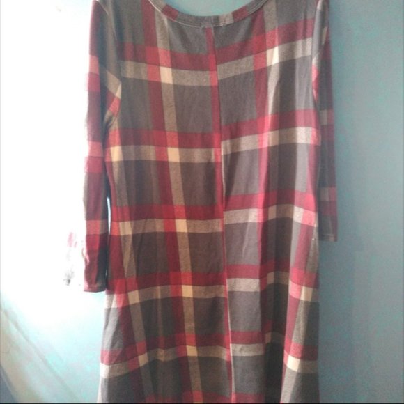 Cute! Sweet Claire Gingham Pattern Plaid Shift Dress, Womens Size Large - Picture 4 of 7